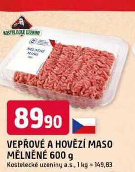 VEPŘOVÉ A HOVĚZÍ MASO MĚLNĚNÉ 600 g