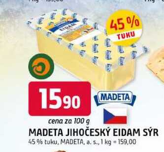MADETA JIHOČESKÝ EIDAM SÝR 45% tuku, 100g