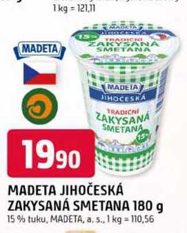 MADETA JIHOČESKÁ ZAKYSANÁ SMETANA 180 g 15% tuku