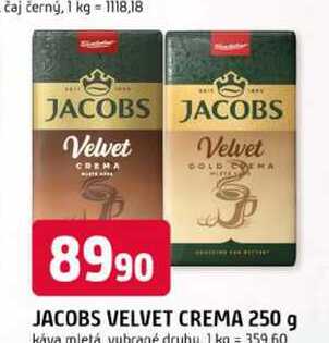 JACOBS VELVET CREMA 250 g káva mletá vybrané druhy