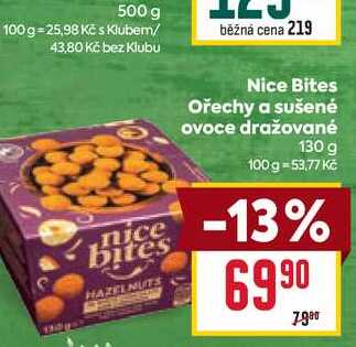 Nice Bites Ořechy a sušené ovoce dražované 130 g
