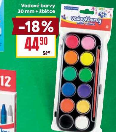 Vodové barvy 30 mm + štětce