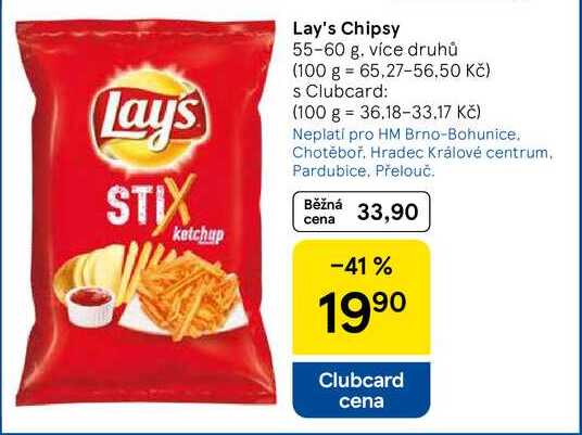 Lay's Chipsy, 55-60 g