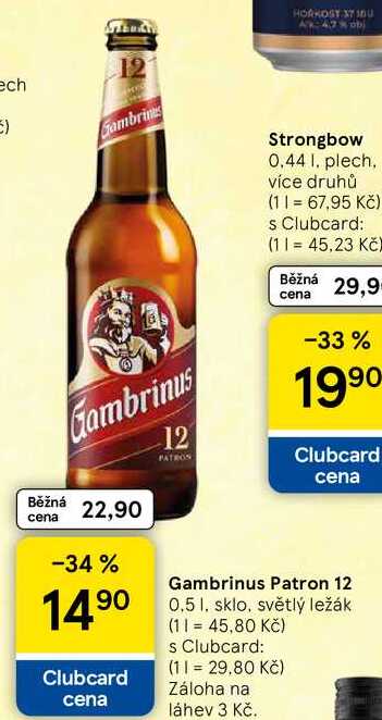 Gambrinus Patron 12, 0.5 l, sklo, světlý ležák