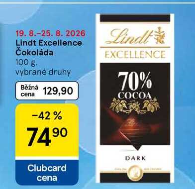 Lindt Excellence Čokoláda, 100 g