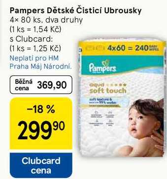 Pampers Dětské Čisticí Ubrousky, 4x 80 ks, dva druhy