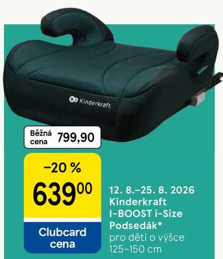 Kinderkraft I-BOOST i-Size Podsedák, pro děti o výšce 125-150 cm