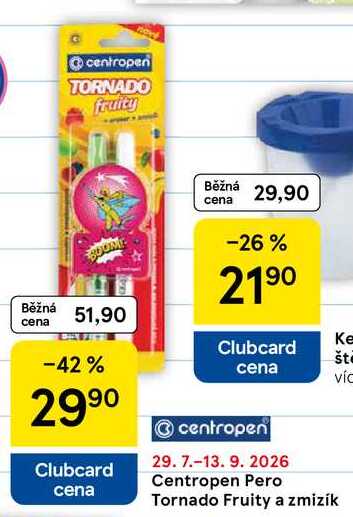 Centropen Pero cena Tornado Fruity a zmizík