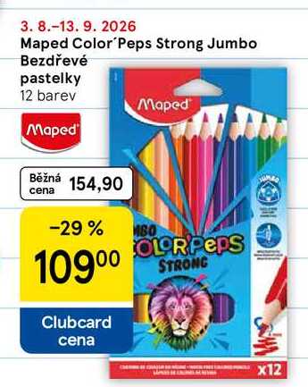 Maped Color Peps Strong Jumbo Bezdřevé pastelky, 12 barev