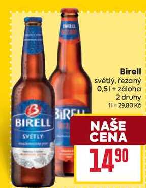 Birell světlý, řezaný 0,5l
