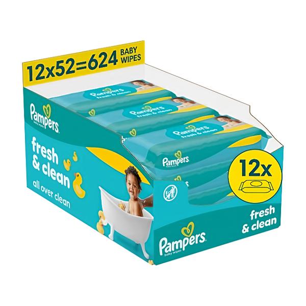 Pampers Ubrousky Fresh Clean Plastic Free (12x 52 ks)