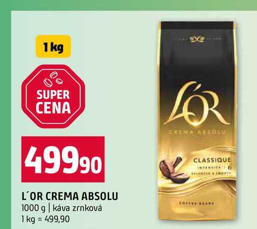 L'OR CREMA ABSOLU 1000 g káva zrnková