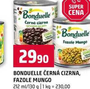 BONDUELLE ČERNÁ CIZRNA, FAZOLE MUNGO 212 ml/130 g