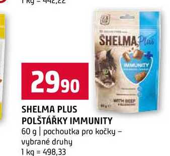 SHELMA Plas POLŠTÁŘKY IMMUNITY 60 g pochoutka pro kočky vybrané druhy