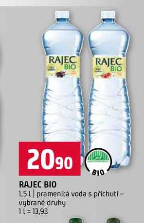 RAJEC BIO 1,5l pramenitá voda s příchutí vybrané druhy