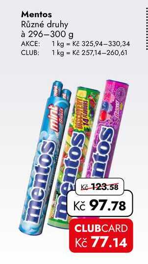 Mentos Různé druhy à 296-300 g        