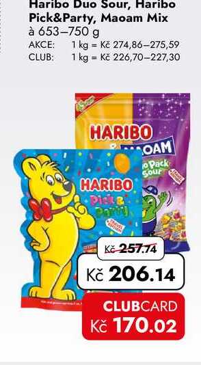 Haribo Duo Sour, Haribo Pick&Party, Maoam Mix à 653-750 g