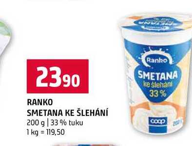 RANKO SMETANA KE ŠLEHÁNÍ 200 g 33% tuku 