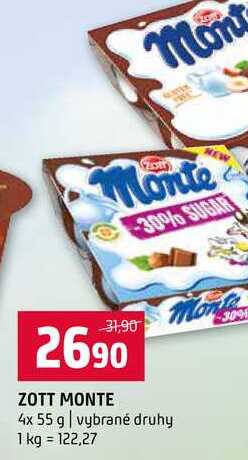 ZOTT MONTE 4x 55 g vybrané druhy
