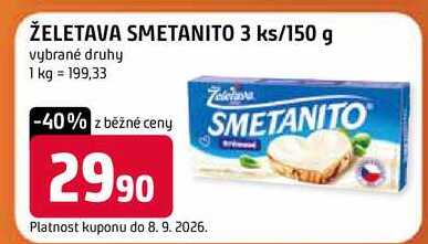 ŽELETAVA SMETANITO 3 ks 150 g vybrané druhy