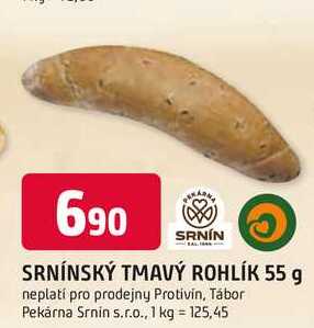 SRNÍNSKÝ TMAVÝ ROHLÍK 55 g
