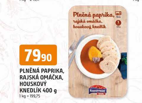 PLNĚNÁ PAPRIKA, RAJSKÁ OMÁČKA, HOUSKOVÝ KNEDLÍK 400 g