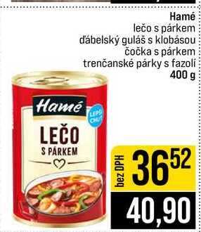 Hamé lečo s párkem ďábelský guláš s klobásou čočka s párkem trenčanské párky s fazoli 400 g 