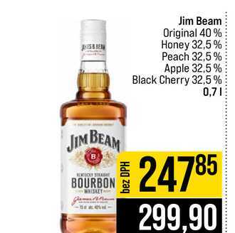 Jim Beam Original 40% Honey 32,5% Peach 32,5% Apple 32,5% Black Cherry 32,5% 0,7l