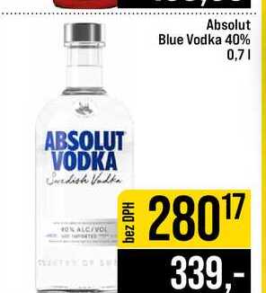 Absolut Blue Vodka 40% 0,7l