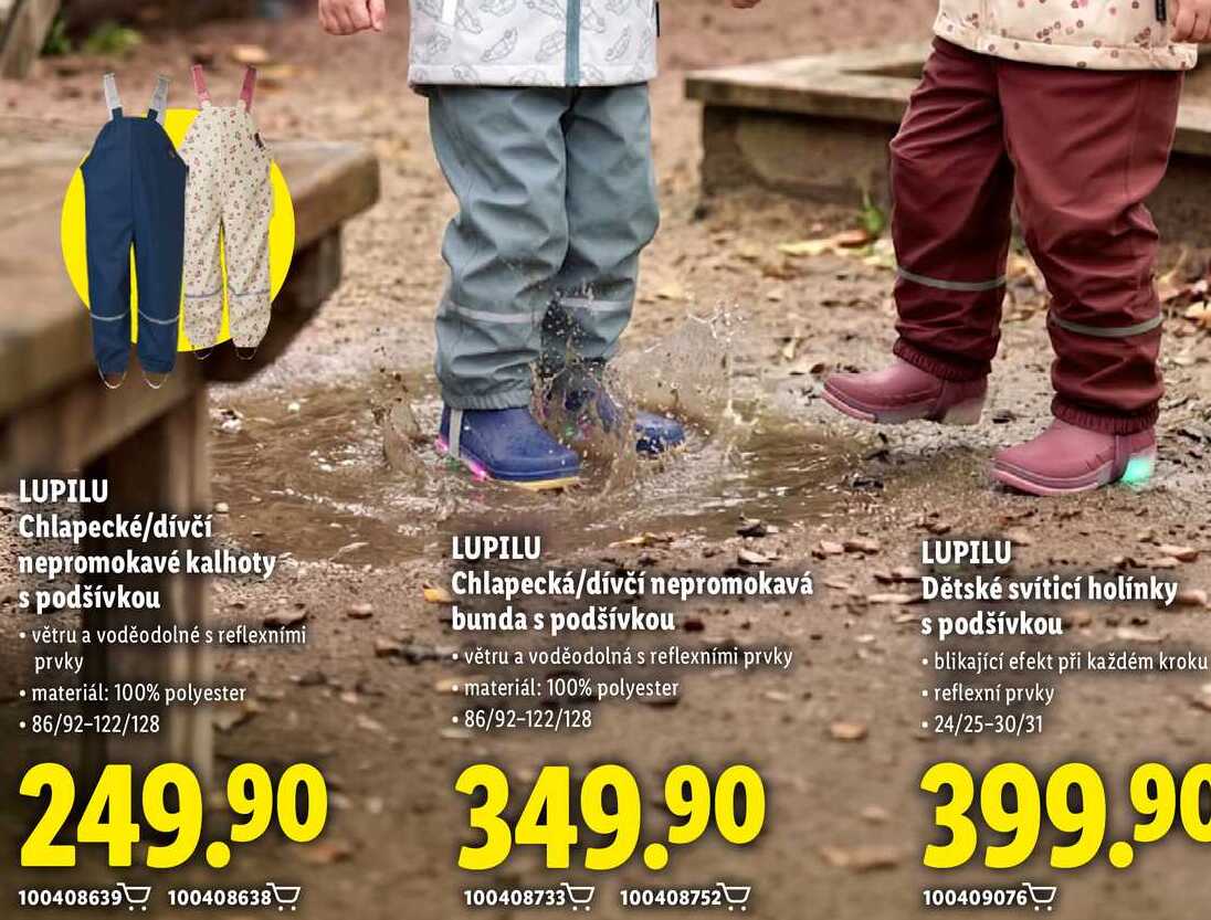 LUPILU Chlapecké/dívčí nepromokavé kalhoty s podšívkou