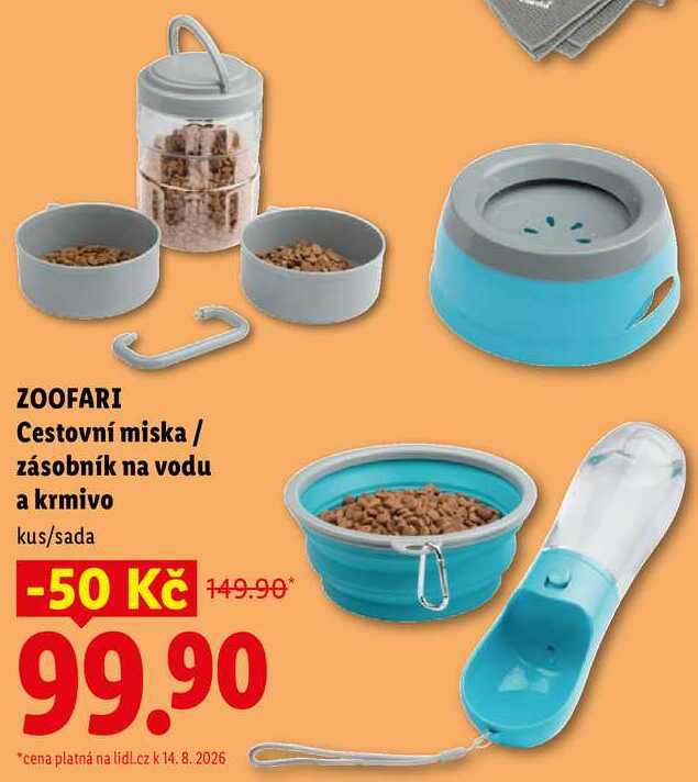 ZOOFARI Cestovní miska / zásobník na vodu a krmivo