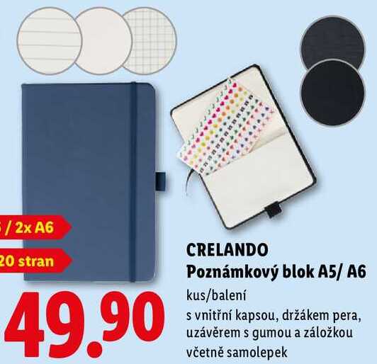 CRELANDO Poznámkový blok A5/A6, kus/balení
