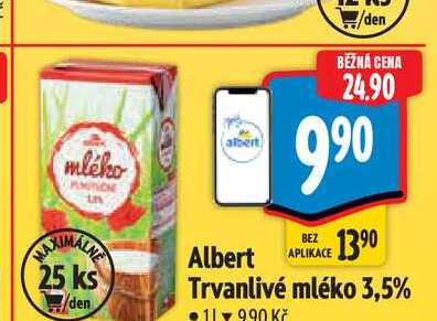 Albert Trvanlivé mléko 3,5% 1 l