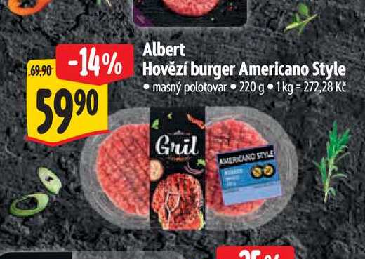Albert Hovězí burger Americano Style 220 g