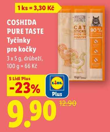COSHIDA PURE TASTE Tyčinky pro kočky, 3 x 5 g