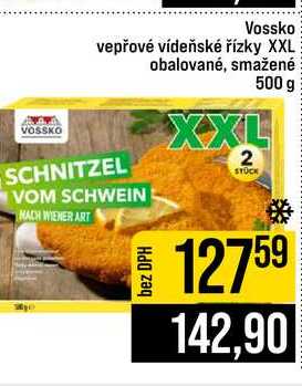 Vossko vepřové vídeňské řízky XXL obalované, smažené 500 g