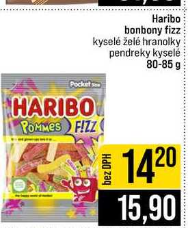Haribo bonbony fizz kyselé želé hranolky pendreky kyselé 80-85 g