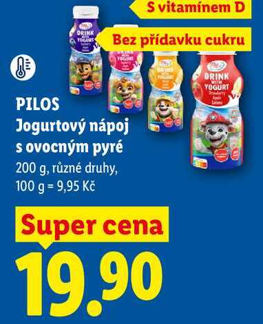 PILOS Jogurtový nápoj s ovocným pyré, 200 g
