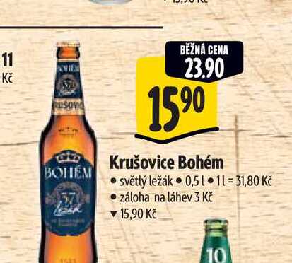 Krušovice Bohém světlý ležák 0,5 l