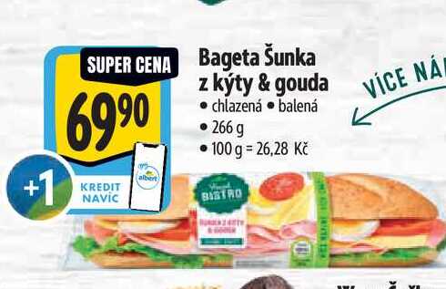 Bageta Šunka z kýty & gouda 266 g
