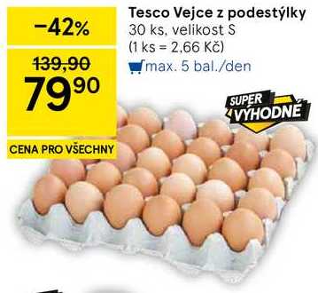 Tesco Vejce z podestýlky, 30 ks, velikost S  