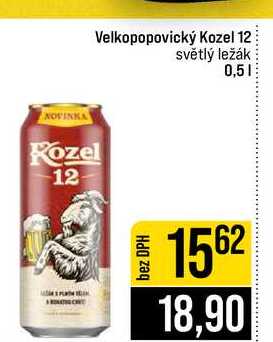 Velkopopovický Kozel 12 světlý ležák 0,5l