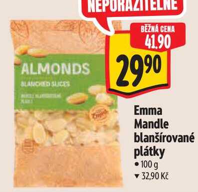Emma Mandle blanšírované plátky, 100 g