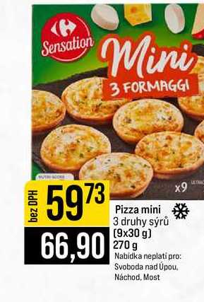 Pizza mini 3 druhy sýrů 9x30 g 270 g