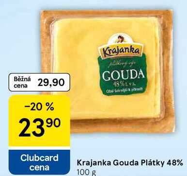 Krajanka Gouda Plátky 48%, 100 g