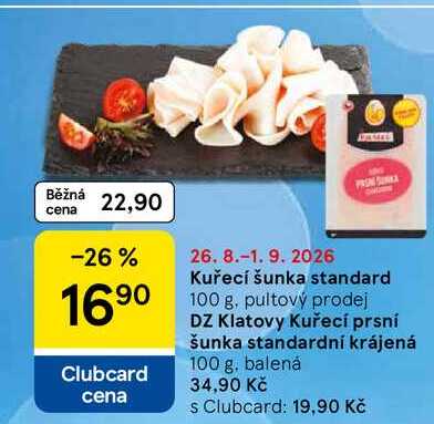 Kuřecí šunka standardní krájená, 100 g 