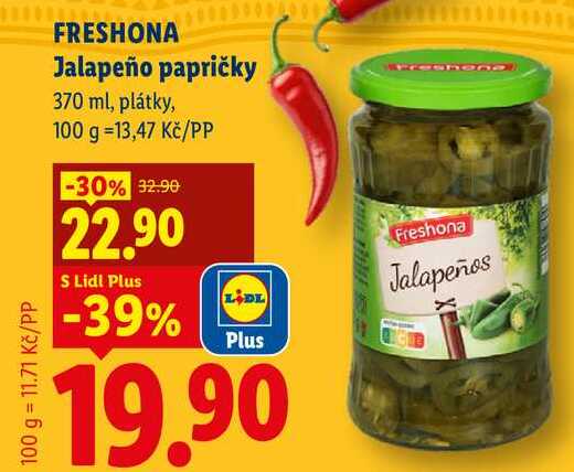 FRESHONA Jalapeño papričky, 370 ml