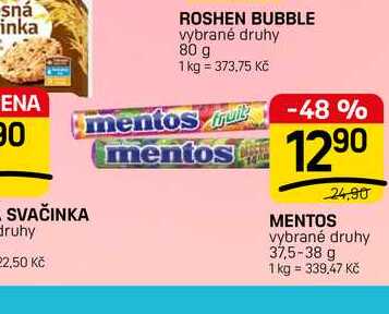 MENTOS vybrané druhy 37,5-38 g