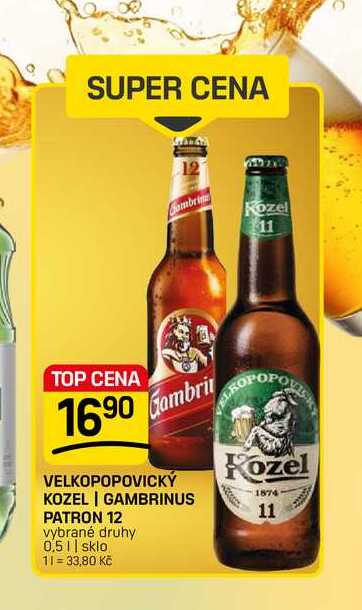 VELKOPOPOVICKÝ KOZEL | GAMBRINUS PATRON 12 vybrané druhy 0,5l