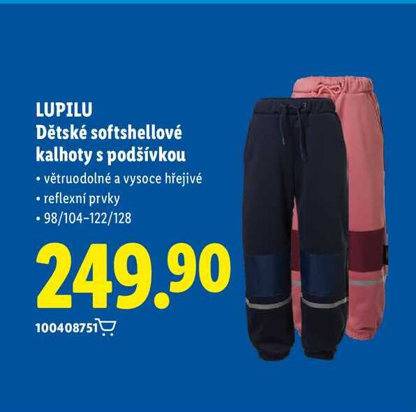 LUPILU Dětské softshellové kalhoty s podšívkou